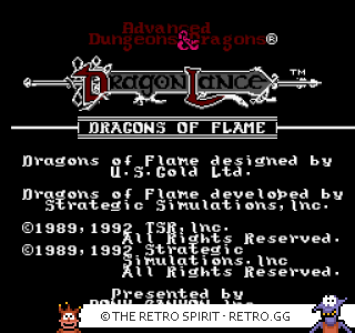 Game screenshot of Advanced Dungeons & Dragons - Dragons of Flame